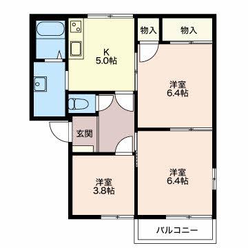アルティームハイツ(3K/2階)の間取り写真