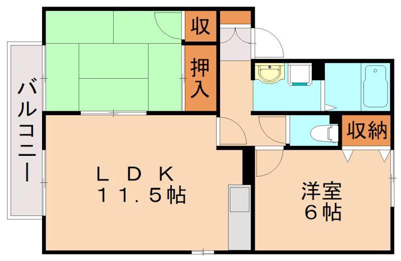グランドゥールN C棟(2LDK/2階)の間取り写真