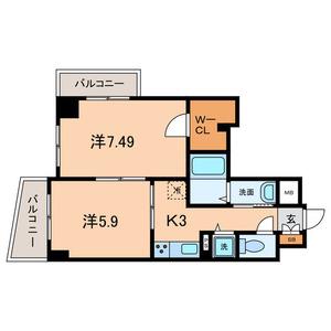ラルジュマノワール(2K/4階)の間取り写真