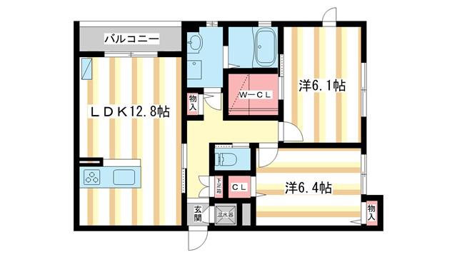サニーサイド南紀寺(2LDK/2階)の間取り写真