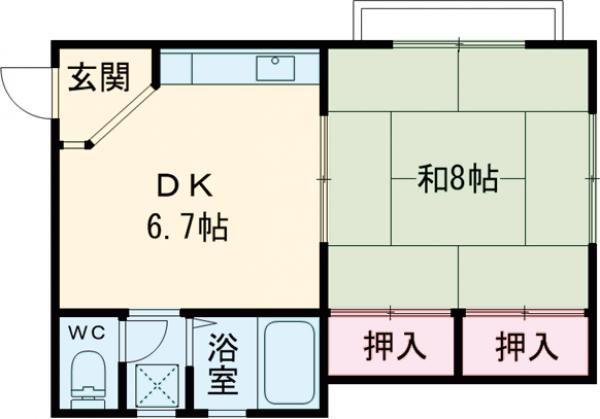 クスチュウ旗塚通(1DK/1階)の間取り写真