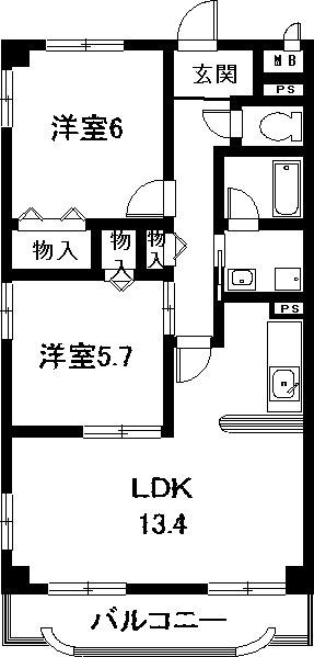 ファミール(2LDK/3階)の間取り写真