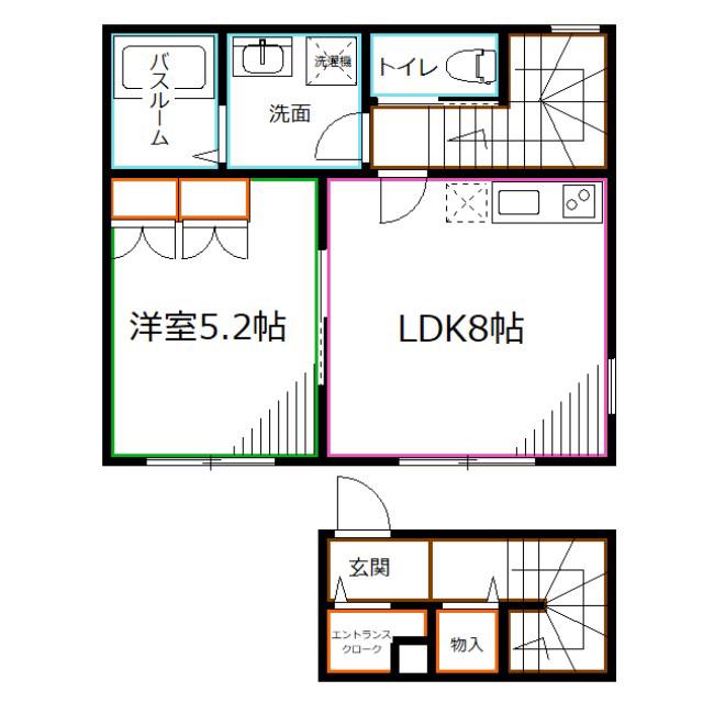 EDELWEISS(1LDK/2階)の間取り写真