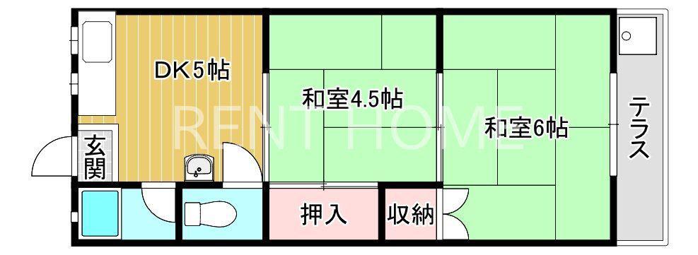 田園ハウス(2DK/1階)の間取り写真
