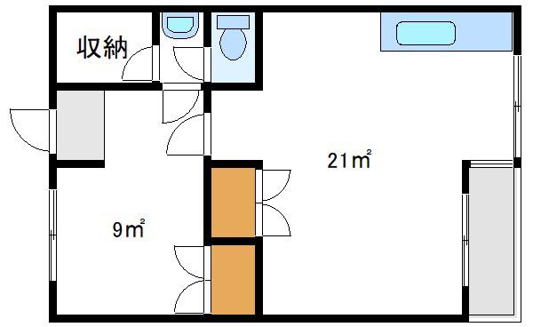 道ヶ島レジデンス(1DK/1階)の間取り写真