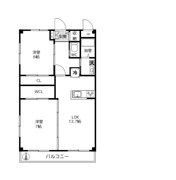 プランタン細野II(2LDK/3階)の間取り写真