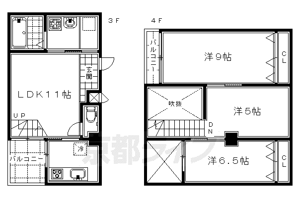 シュシュパルク六条院(3LDK/3階)の間取り写真