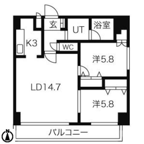 ハイムエルデZW(2LDK/2階)の間取り写真