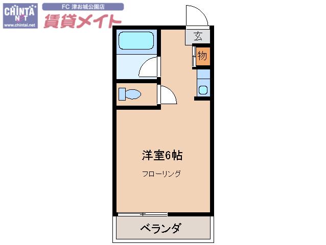 イースト(ワンルーム/3階)の間取り写真