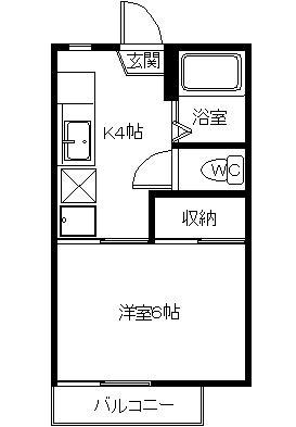 ポートハイム(1K/2階)の間取り写真