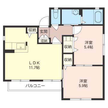 マノワール II(2LDK/2階)の間取り写真