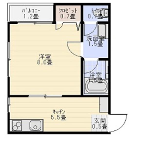 オーベルジュ福山 A A(1K/2階)の間取り写真