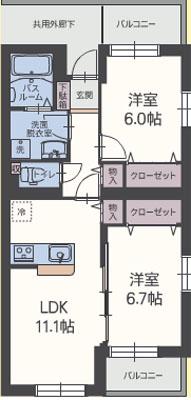 パッセムラージュ(2LDK/2階)の間取り写真