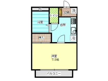 第2佐戸川ハイツ(1DK/3階)の間取り写真