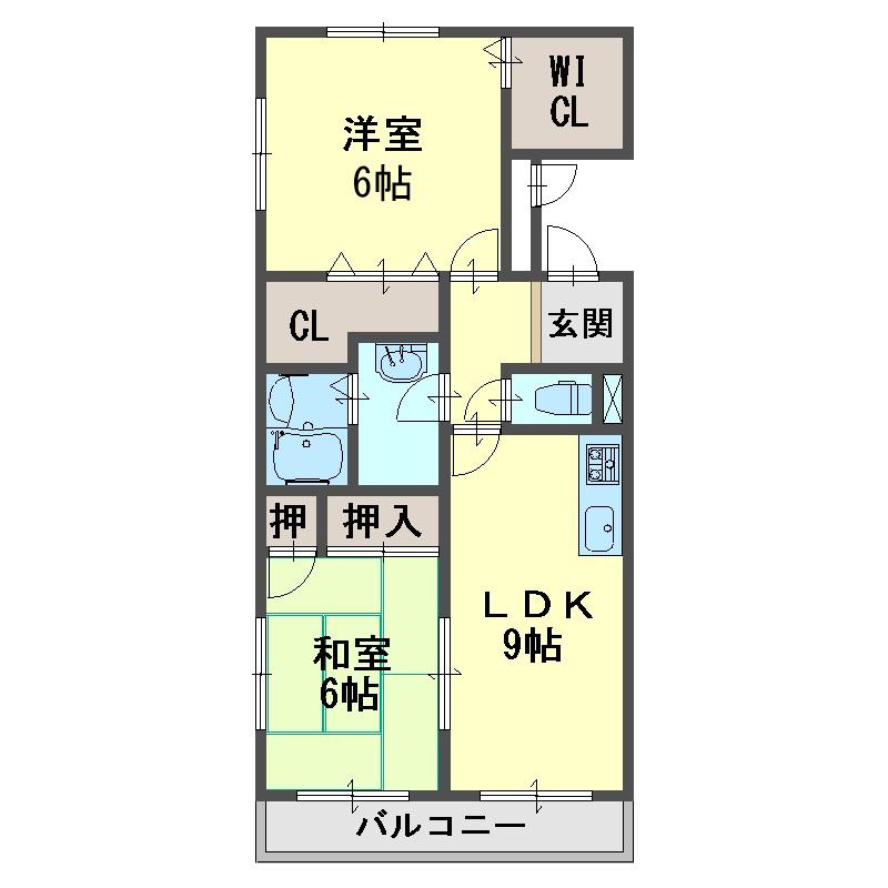 ヴィーブル悠(2LDK/2階)の間取り写真