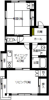 ニューハイツ東武(2DK/1階)の間取り写真