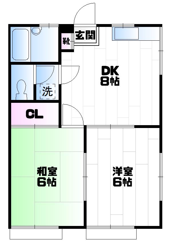 サンパレス8(2DK/1階)の間取り写真