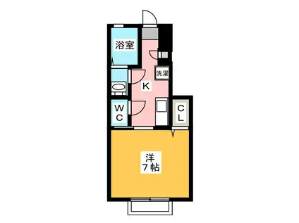 プロムネイド(1K/1階)の間取り写真