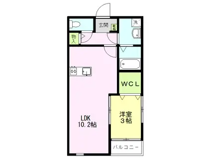 カーサフェリーチェ南下原(1LDK/1階)の間取り写真