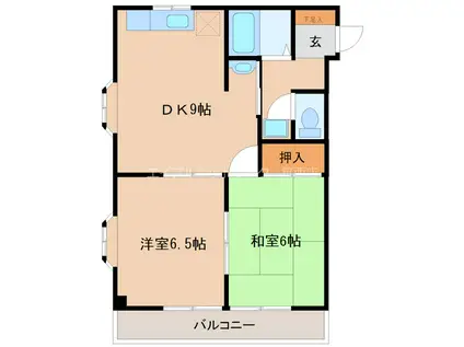 レジェンドパレス(2DK/1階)の間取り写真