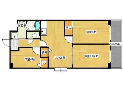 三篠北パークマンション(3LDK/2階)の間取り写真