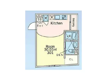 アパートメント漣(1K/3階)の間取り写真
