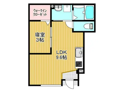 グランツ小前田(1LDK/1階)の間取り写真