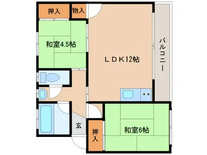 西岡マンション(2LDK/3階)の間取り写真