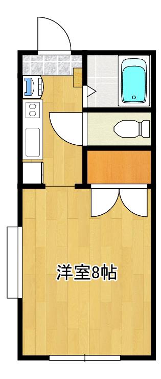 コア下土狩(1K/1階)の間取り写真