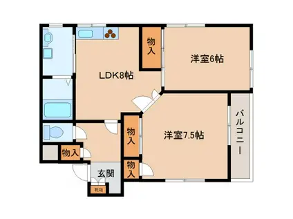 ナウ・アット・ワン(2LDK/3階)の間取り写真