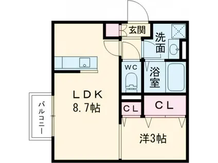 DROOM桜 本城(1LDK/2階)の間取り写真