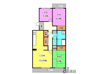 ファミリーハウス川越(3LDK/4階)の間取り写真