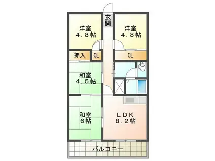 ピュアコート(4LDK/6階)の間取り写真