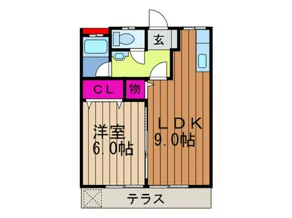 中ノ山ハイツ(1LDK/1階)の間取り写真