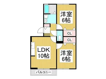 ロイヤルコート大瀬木(2LDK/1階)の間取り写真