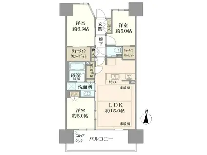 シティテラス東陽町(3LDK/5階)の間取り写真