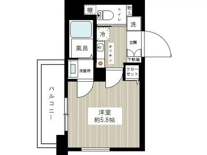ルクシェール武蔵新田(1K/6階)の間取り写真