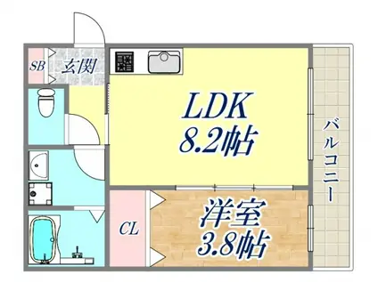 ピノ甲東園(1LDK/4階)の間取り写真
