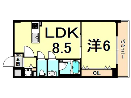 CODE西宮甲子園口(1LDK/4階)の間取り写真
