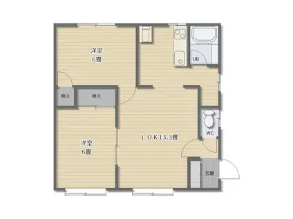メゾン中道(2LDK/1階)の間取り写真