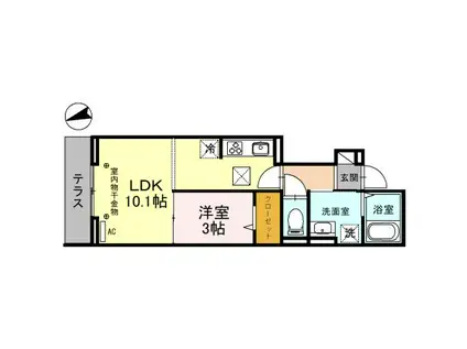 D-ROOM仙波町PJ A棟(1LDK/1階)の間取り写真