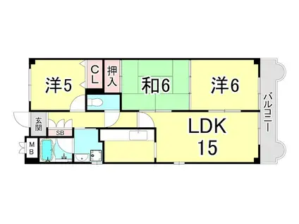 ドミールタワー幸大(3LDK/4階)の間取り写真