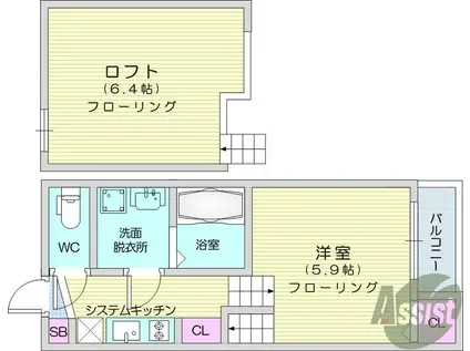 RETINA太子堂Ⅱ(1K/1階)の間取り写真