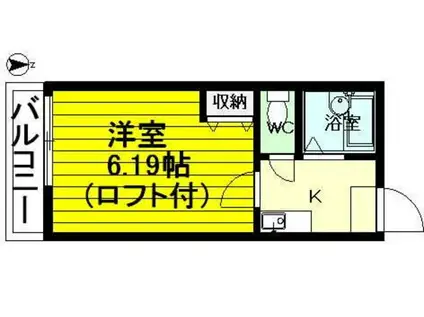 レジデンス七隈(1K/1階)の間取り写真