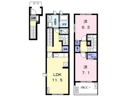 ベイ・プレイスI(2LDK/2階)の間取り写真