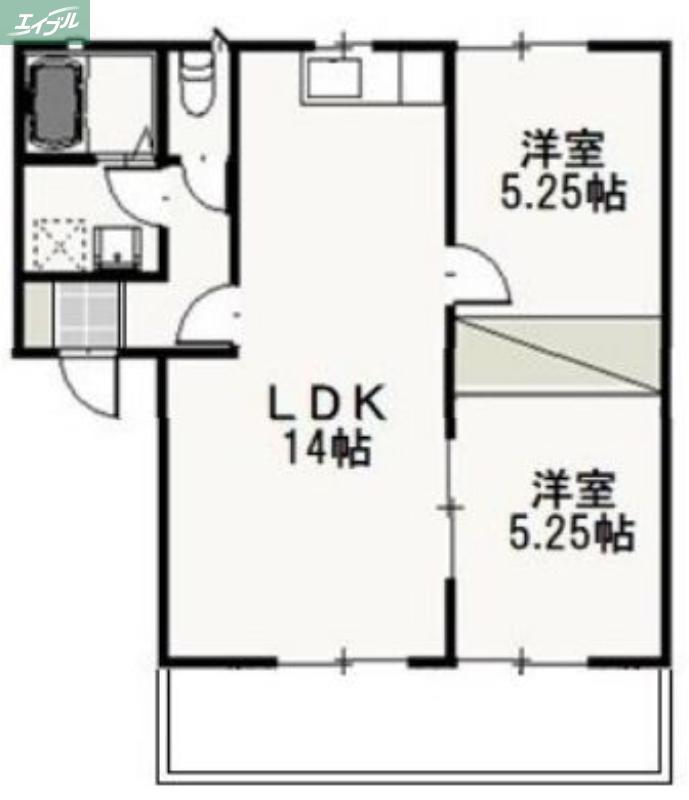 パインパレス G棟(2LDK/1階)の間取り写真