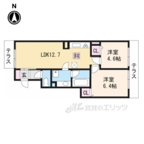 セジュール烏丸御池(2LDK/1階)の間取り写真