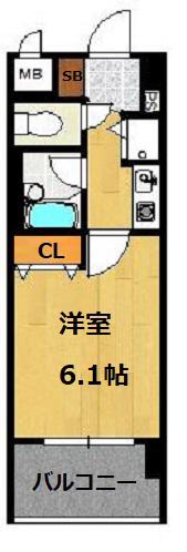 ライオンズマンション天神西(1K/6階)の間取り写真