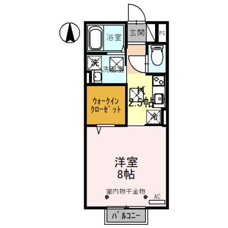ルノン A棟(1K/1階)の間取り写真