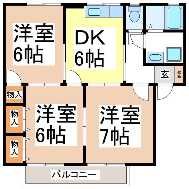 ランズエンド(3DK/2階)の間取り写真